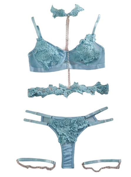 Buy Juliet Sky Blue Printed Lingerie Set for Women Online @ Tata CLiQ