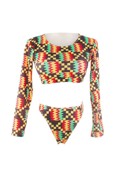 Nia Long Sleeve Ankara Bikini