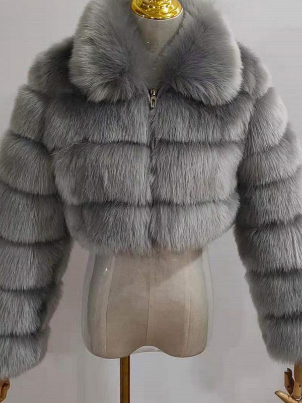 Collar Faux Fur Bubble Coat