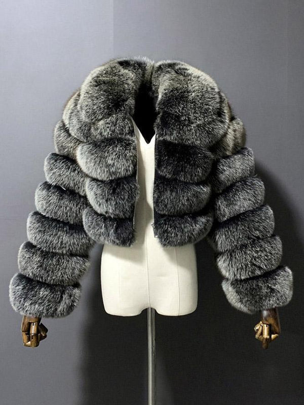 Collar Faux Fur Bubble Coat