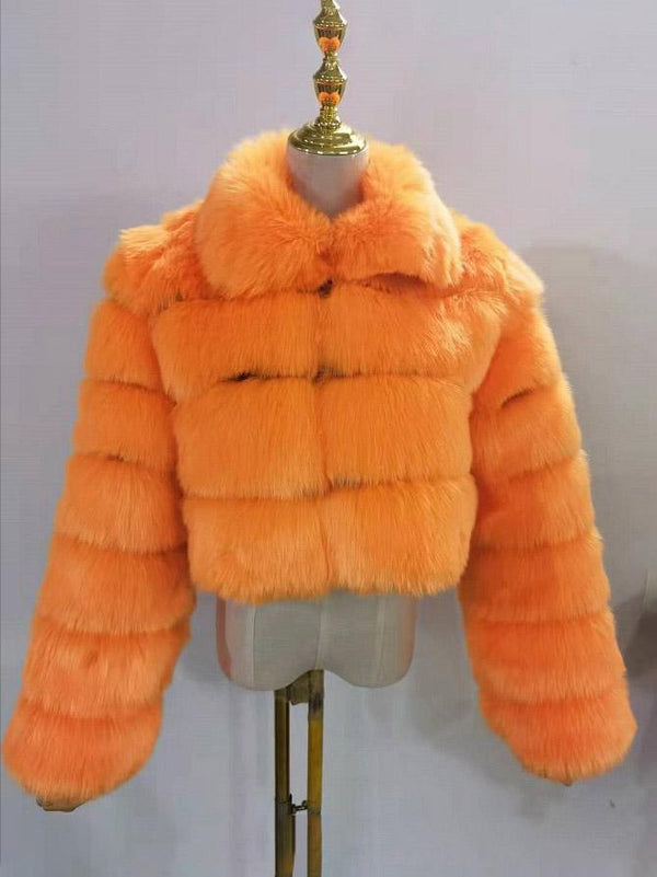 Collar Faux Fur Bubble Coat