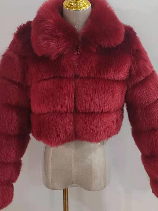 Collar Faux Fur Bubble Coat