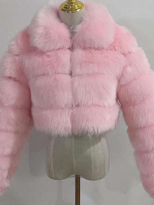 Collar Faux Fur Bubble Coat