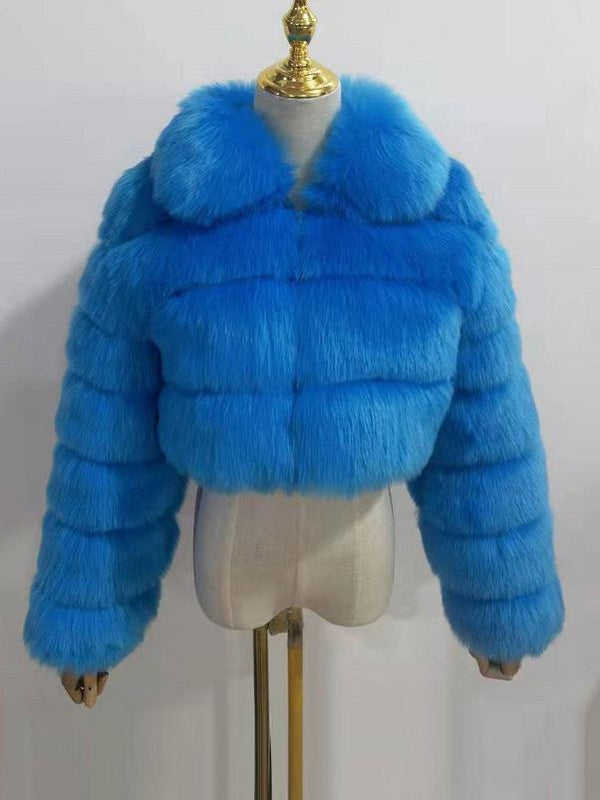 Collar Faux Fur Bubble Coat