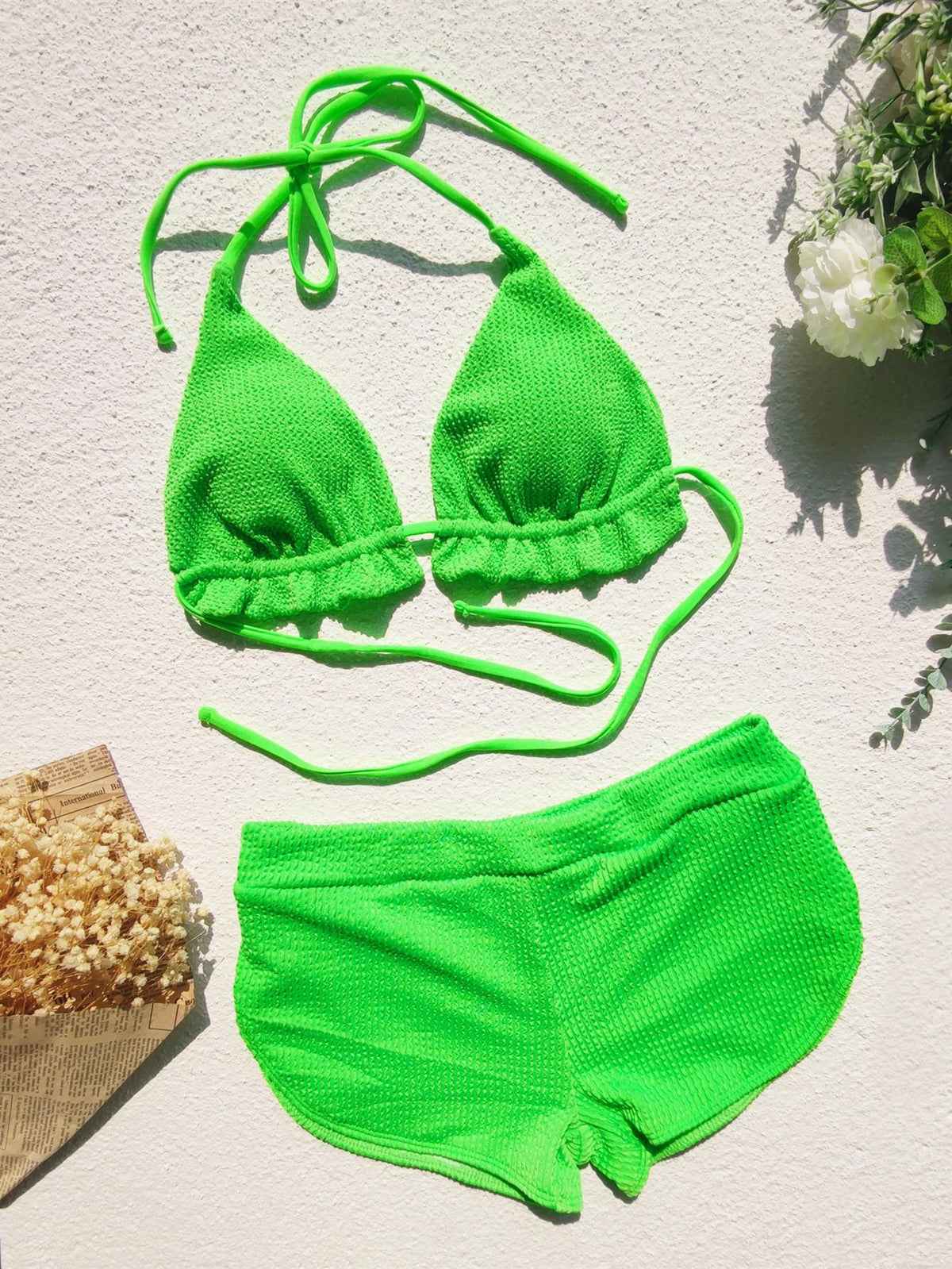 Lime Frill Tankini Set