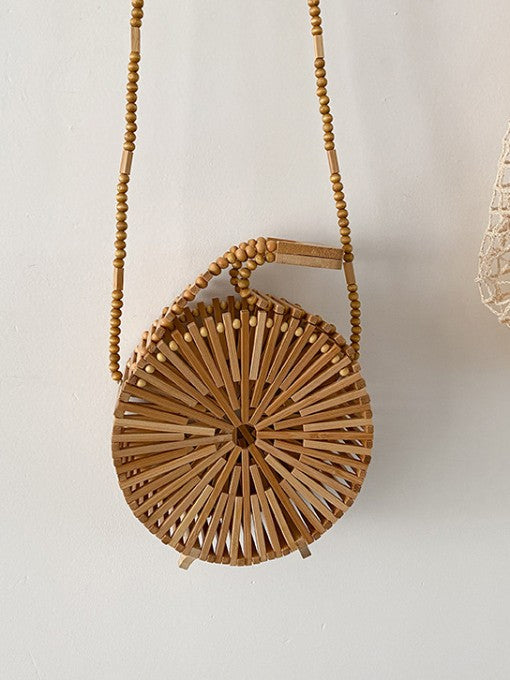 Bead Bamboo Basket Bag