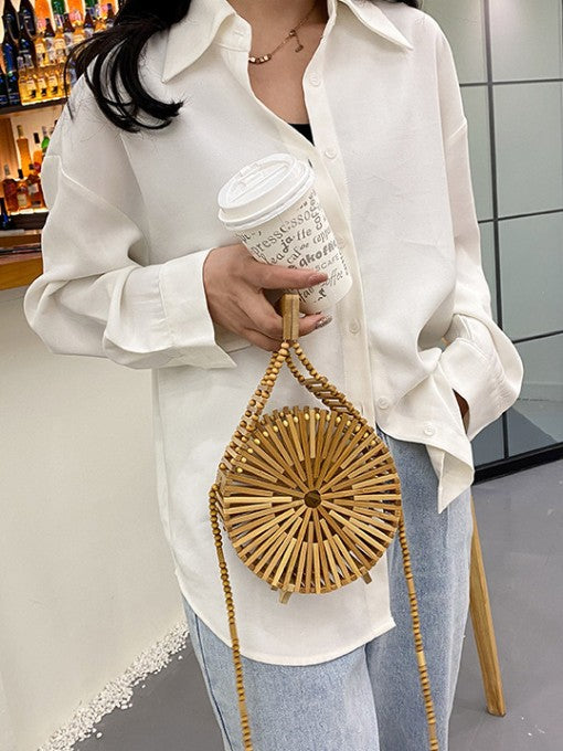 Bead Bamboo Basket Bag